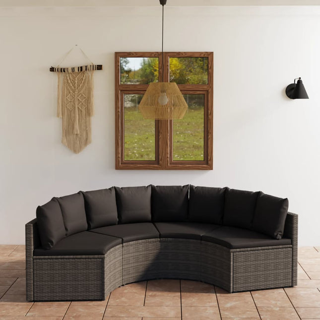 -Delige Loungeset Met Kussens Poly Rattan 4 Grijs