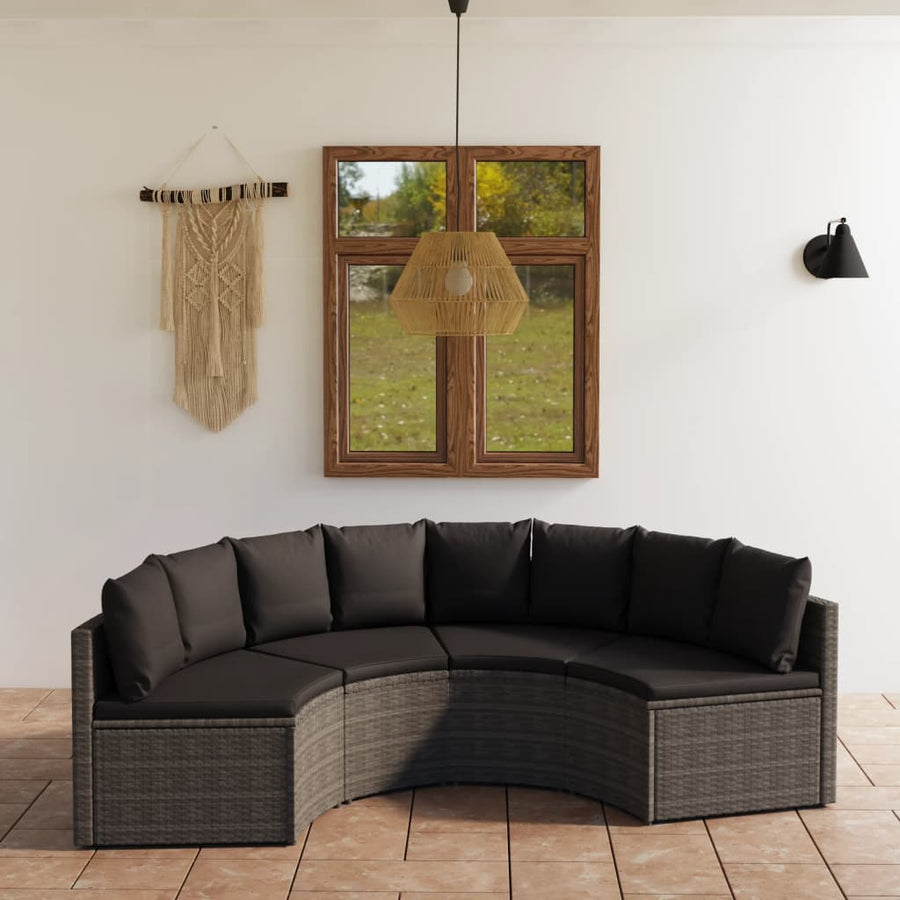 Loungeset Met Kussens Poly Rattan 4 Grijs