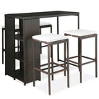 5-piece Garden Bar Set with Cushions Poly Rattan Brown