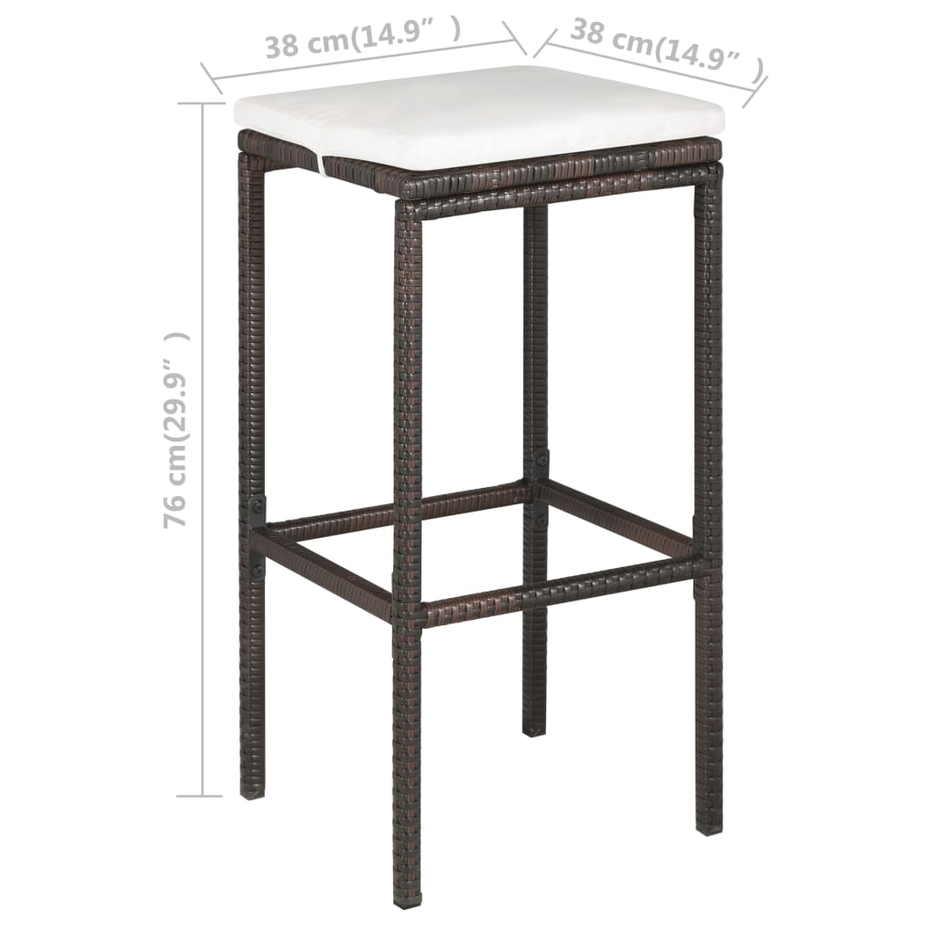 5-Delige Tuinbarset Met Kussens Poly Rattan Bruin