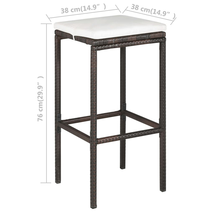 5-Delige Tuinbarset Met Kussens Poly Rattan Bruin