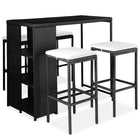 5-piece Garden Bar Set with Cushions Poly Rattan Black
