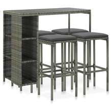 5-Delige Tuinbarset Met Kussens Poly Rattan Grijs