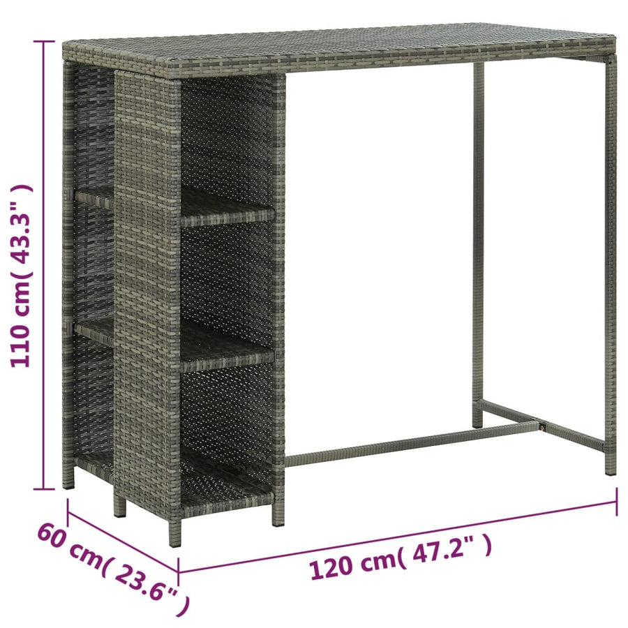 5-Delige Tuinbarset Met Kussens Poly Rattan Grijs