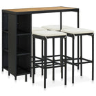 5-piece Garden Bar Set with Cushions Poly Rattan Black