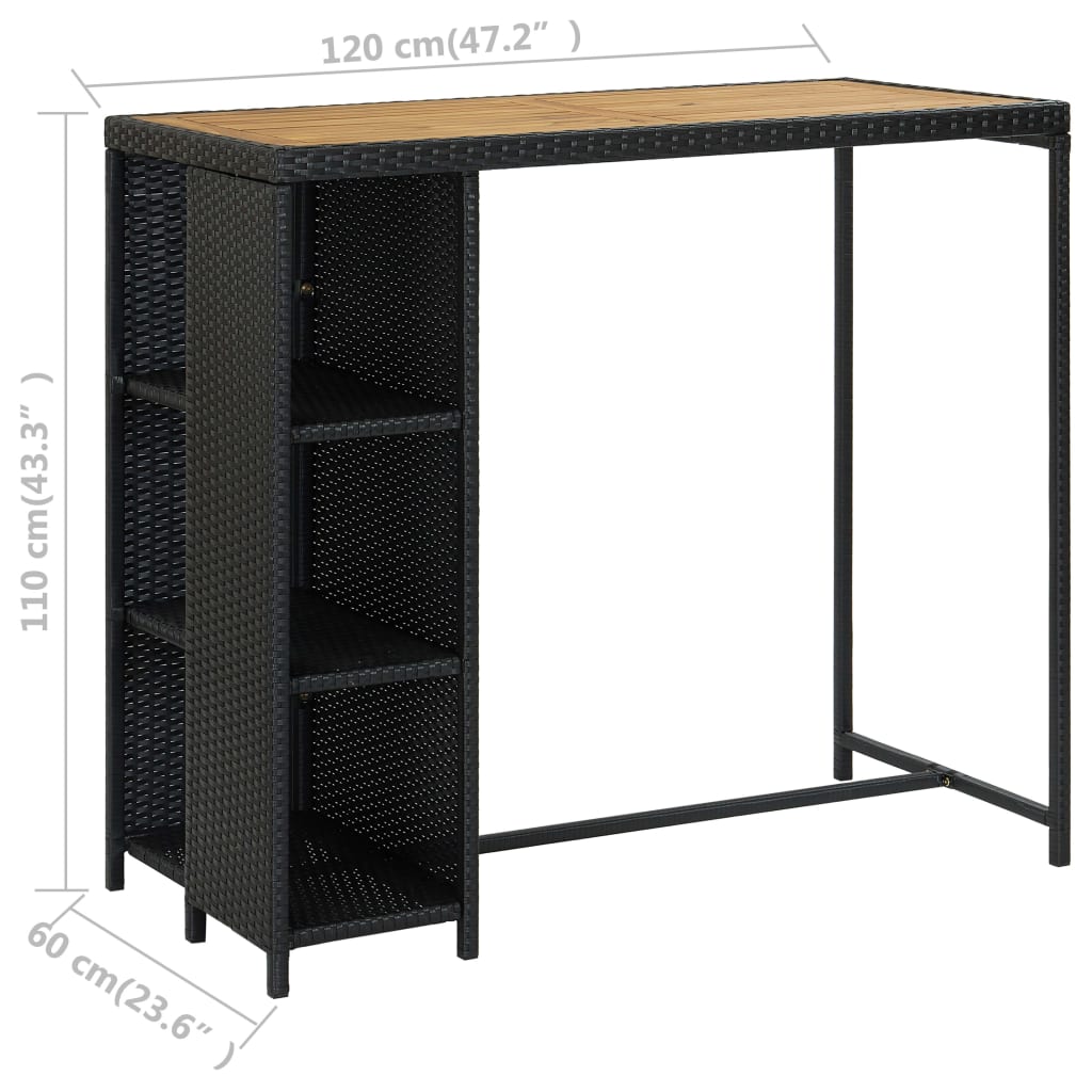 5-Delige Tuinbarset Met Kussens Poly Rattan Zwart en bruin