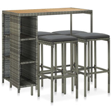 5-Delige Tuinbarset Met Kussens Poly Rattan Grijs en bruin
