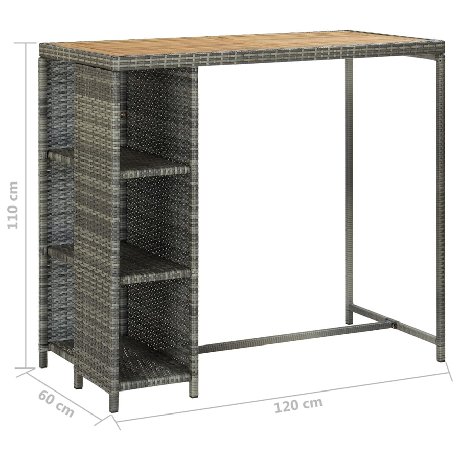 5-Delige Tuinbarset Met Kussens Poly Rattan Grijs en bruin