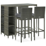 5-Piece Garden Bar Set with Cushions Poly Rattan Grey