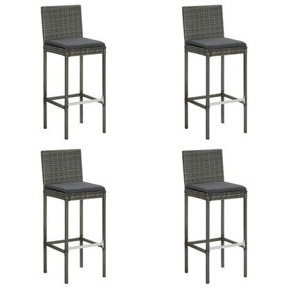 5-Delige Tuinbarset Met Kussens Poly Rattan Grijs