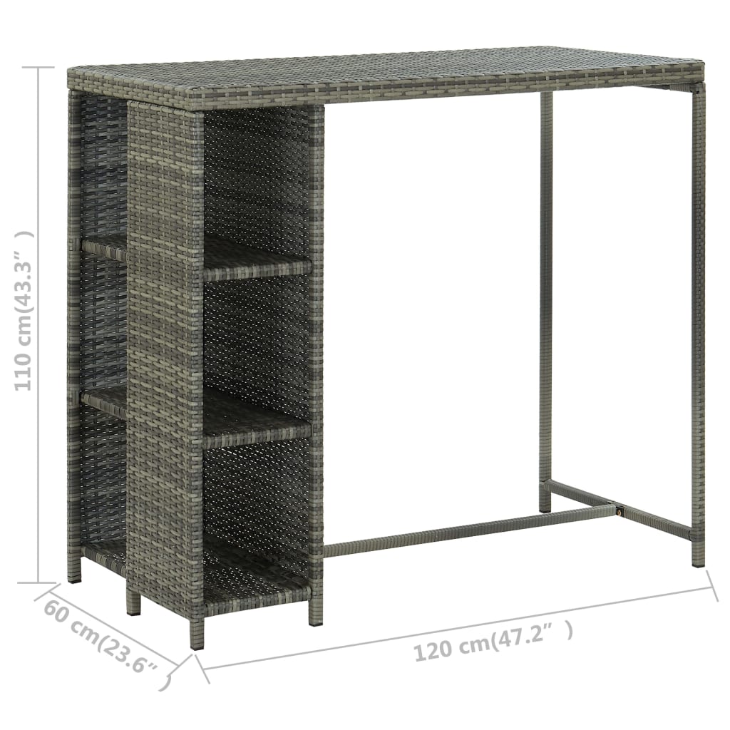 5-Delige Tuinbarset Met Kussens Poly Rattan Grijs