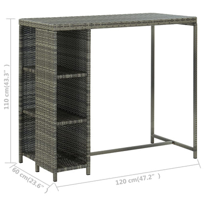5-Delige Tuinbarset Met Kussens Poly Rattan Grijs
