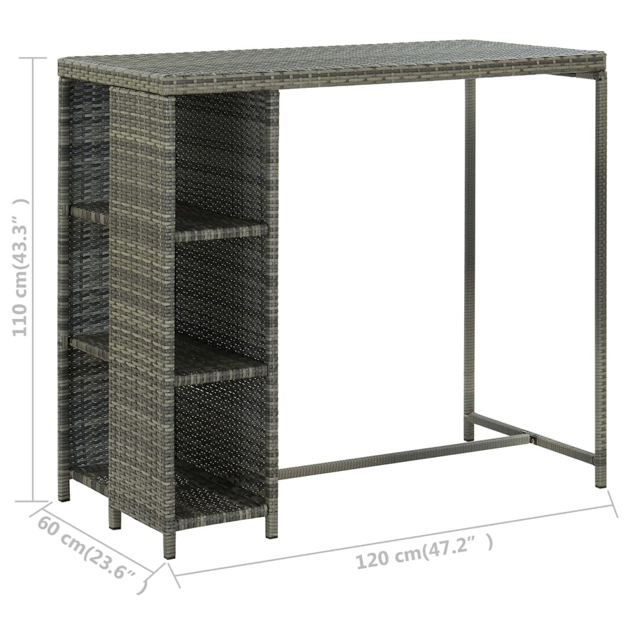 5-Delige Tuinbarset Met Kussens Poly Rattan Grijs