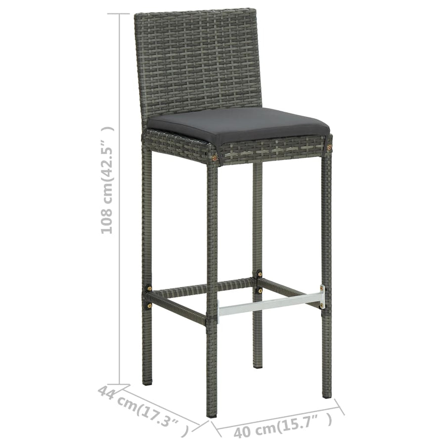 5-Delige Tuinbarset Met Kussens Poly Rattan Grijs