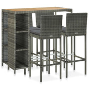 5-Piece Garden Bar Set with Cushions Poly Rattan Grey