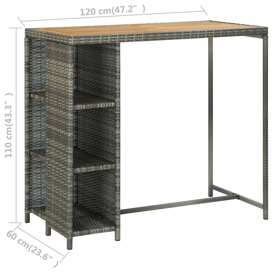 5-Delige Tuinbarset Met Kussens Poly Rattan Grijs en bruin
