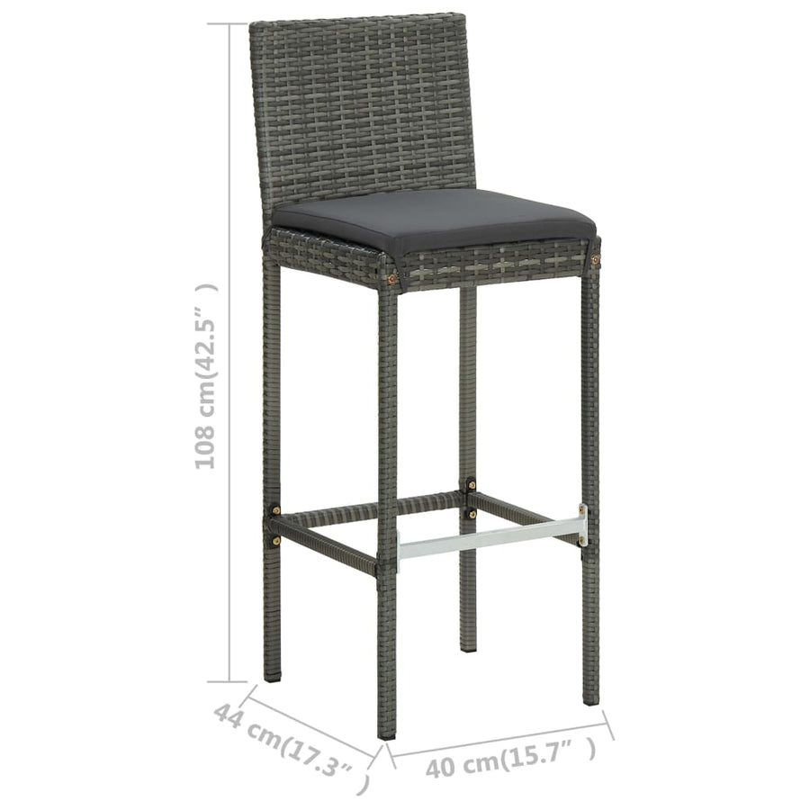 5-Delige Tuinbarset Met Kussens Poly Rattan Grijs en bruin