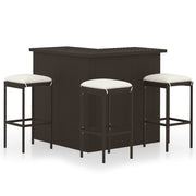 Tuinbarset 4-delig poly rattan bruin