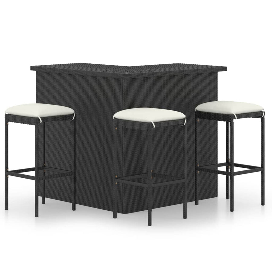 4-Delige Tuinbarset Met Kussens Poly Rattan 3