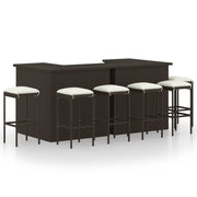 Tuinbarset 8-delig poly rattan bruin
