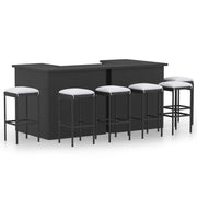 Tuinbarset 8-delig poly rattan zwart