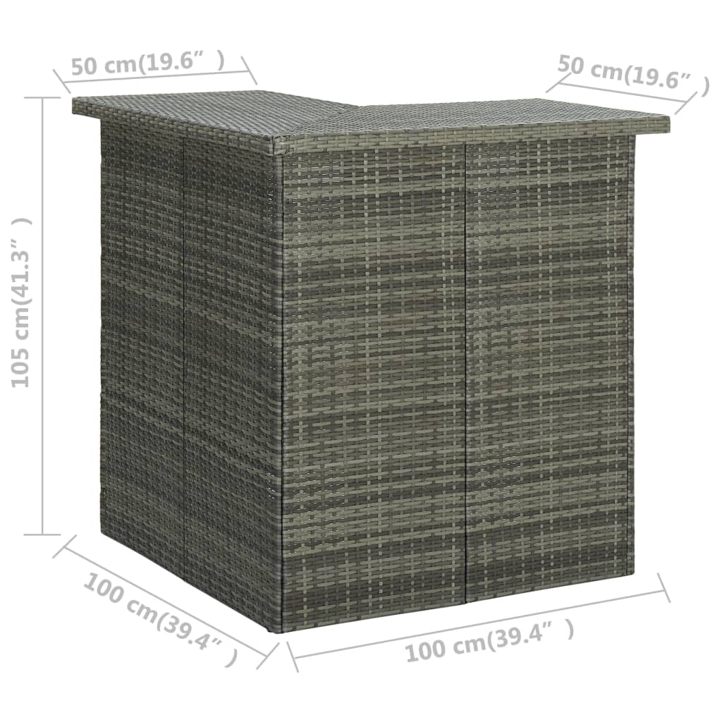 -Delige Tuinbarset Met Kussens Poly Rattan 8 Grijs