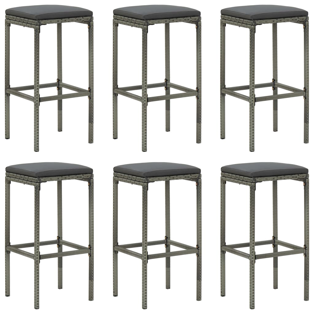 -Delige Tuinbarset Met Kussens Poly Rattan 8 Grijs