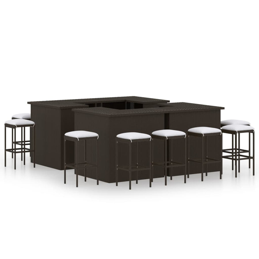 -Delige Tuinbarset Met Kussens Poly Rattan 16 Bruin