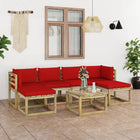 7-Delige Loungeset Met Kussens Geïmpregneerd Grenenhout Rood 1 2x hoek + 2x midden + 3x Tafel