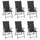 Garden Chairs Adjustable with Cushions Solid Acacia Wood 6
