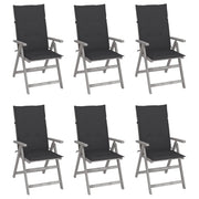 Tuinstoelen 6 stuks massief acaciahout verstelbaar