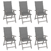 Tuinstoelen massief acaciahout 6 stuks verstelbaar grijs