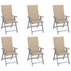 Garden Chairs Adjustable with Cushions Solid Acacia Wood 6