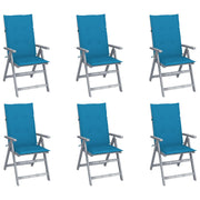Tuinstoelen 6 stuks massief acaciahout verstelbaar blauw