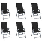 Garden Chairs Adjustable With Cushions Solid Acacia Wood 6
