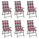 Garden Chairs Adjustable With Cushions Solid Acacia Wood 6