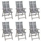 Garden Chairs Adjustable with Cushions Solid Acacia Wood 6