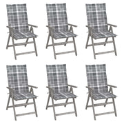 Tuinstoelen 6 stuks massief acaciahout verstelbaar met kussens