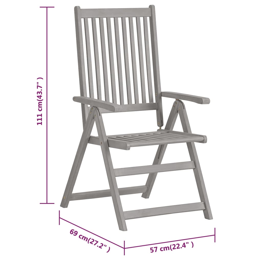 Tuinstoelen 6 st verstelbaar met kussens massief acaciahout