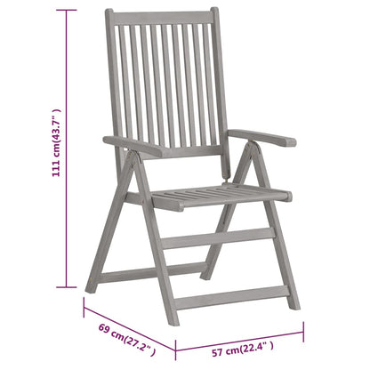 Tuinstoelen 6 st verstelbaar met kussens massief acaciahout
