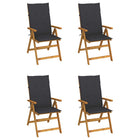 Garden chairs 4 pcs adjustable with cushions solid acacia wood