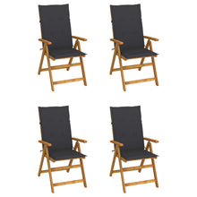 Tuinstoelen 4 st verstelbaar met kussens massief acaciahout