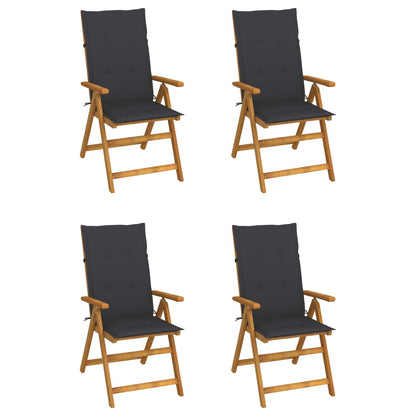 Tuinstoelen 4 st verstelbaar met kussens massief acaciahout