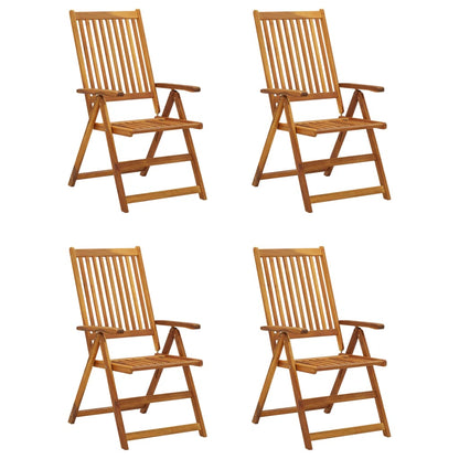 Tuinstoelen 4 st verstelbaar met kussens massief acaciahout