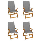 Tuinstoelen 4 st massief acaciahout verstelbaar grijs