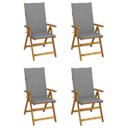 Tuinstoelen 4 st massief acaciahout verstelbaar grijs