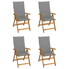 Tuinstoelen Verstelbaar Met Kussens Massief Acaciahout Grijs 4 120 x 50 x 3 cm