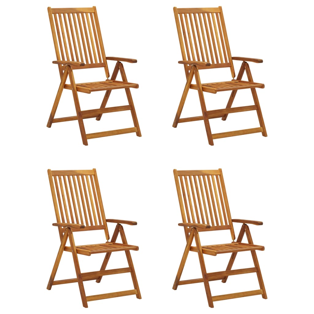 Tuinstoelen Verstelbaar Met Kussens Massief Acaciahout Grijs 4 120 x 50 x 3 cm