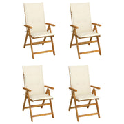 Tuinstoelen 4 st massief acaciahout verstelbaar met kussens