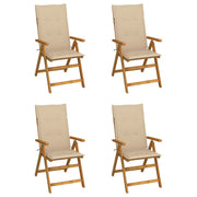 Tuinstoelen 4 st massief acaciahout verstelbaar met kussens